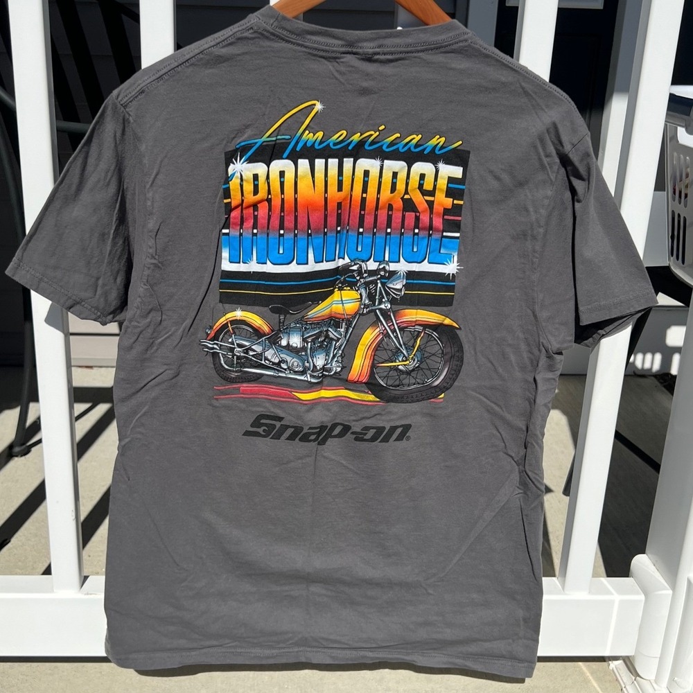 Snap-on American IronHorse Graphic T-Shirt Mens XL Gray Motorcycle Crew Neck